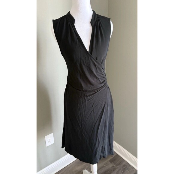 Banana Republic Dresses & Skirts - Banana Republic Black‎ Dress Size S Faux Wrap V Neck Knee Length